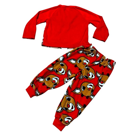 Rudolph Red Nosed Reindeer Christmas Pajamas 2PC Set Long Sleeve Top Pants 2T - Picture 3 of 4